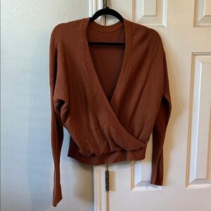 Women's Brown Wrap Sweater